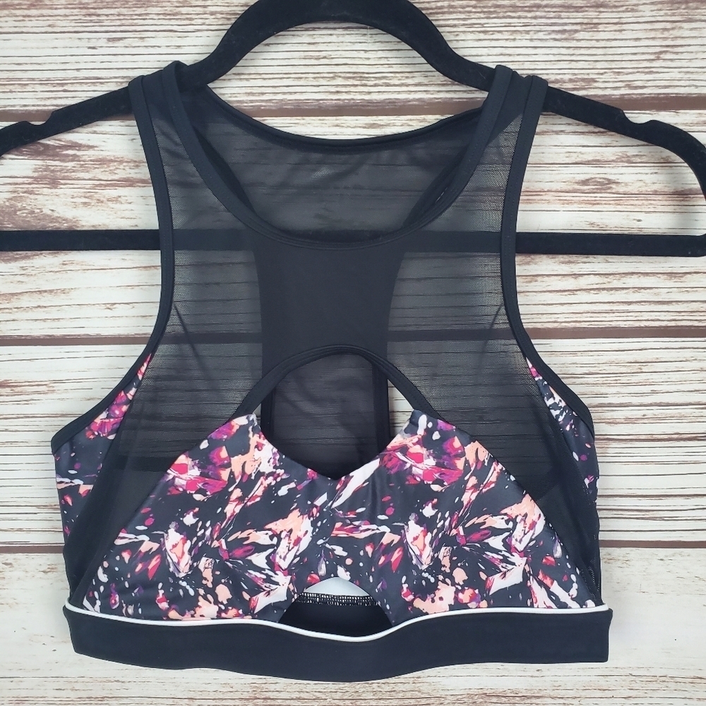 Wicked Weasel Womens Large Sexy 717 Electra Pink Print & Black Sports Bra #77 - Picture 2 of 10